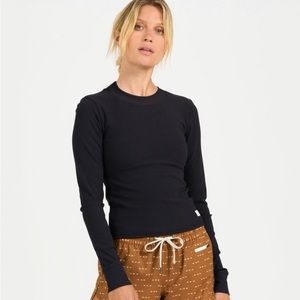 Vuori Long-Sleeve Pose Fitted Tee (formerly Mudra Fitted Tee), Black, size XL